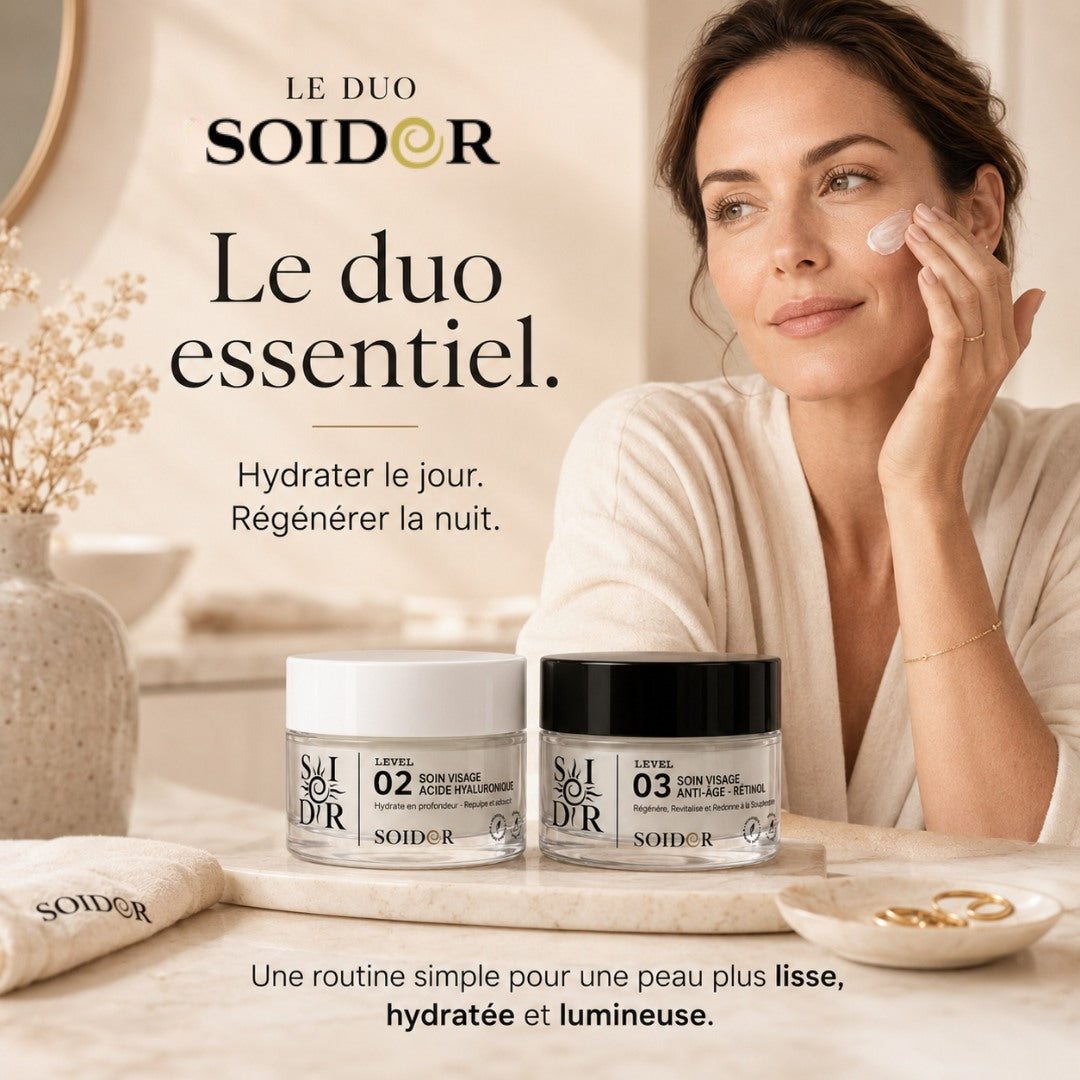 Duo SOIDOR crème de jour acide hyaluronique et crème de nuit au rétinol